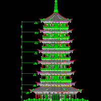 七层古塔建筑施工图