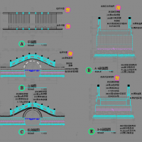 单拱石桥景观设计图纸（包括人行和车行桥）