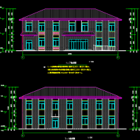 湖北孝感两层框架小学食堂建筑及结构图（一星绿建）