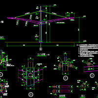 钢结构汽车车棚设计图（两边各悬挑4.8m）
