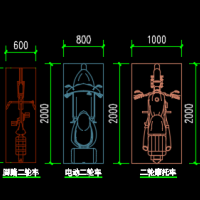 轮椅电动轮椅自行车电动二轮及摩托及三轮车CAD图块