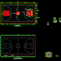 篮球场平面划线及围网等设计详图
