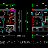 8.7X8.7两层农村自建房平面方案图