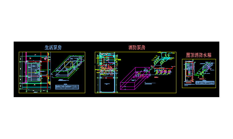 生活泵房消防泵房及屋顶消防水箱布置图