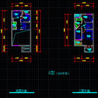 5.7X12.5三层别墅自建房平面户型图