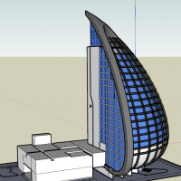 帆形高层办公楼su模型图