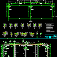 30m双跨钢结构车间建筑及结构设计图纸（电动单梁3t）