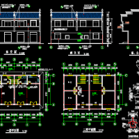 两层徽派商住楼建筑结构设计CAD图(一层门面，二层居住)