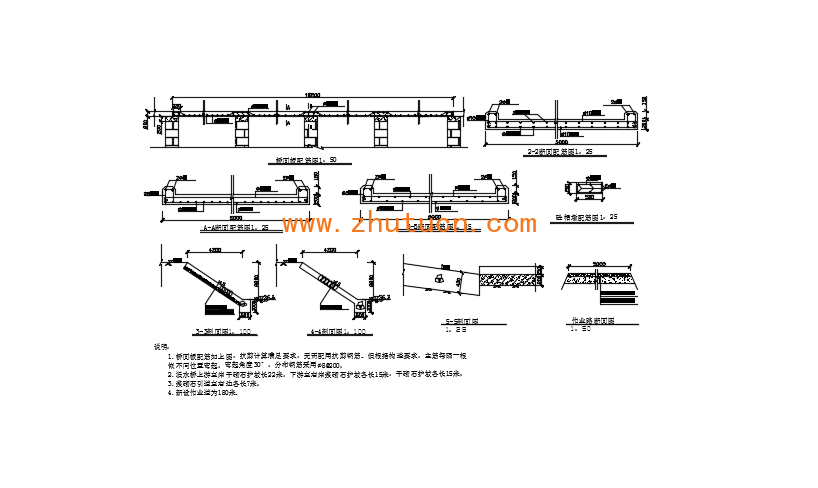 简易的漫水桥cad施工详图-桥梁设计图-路桥隧道-结构