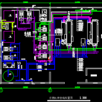 山东某宾馆直燃机房及热回收设备机房工艺CAD设计图