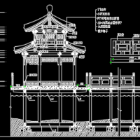 八柱重檐八角凉亭及曲桥设计图