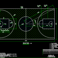 标准篮球场平面尺寸及场面做法CAD图