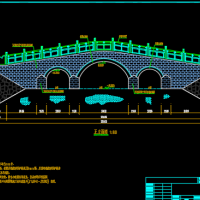 三拱钢筋混凝土景观拱桥CAD施工图