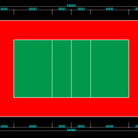篮球场 网球场 排球场 羽毛球场CAD平面彩图