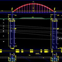 铁路特大桥136m连续梁拱桥设计图