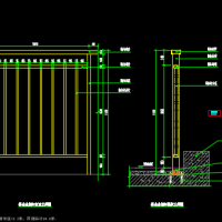 架空连廊两侧金属防护栏杆CAD图纸