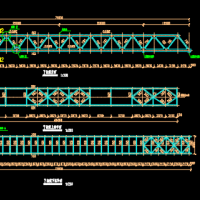 钢桁架人行天桥结构CAD施工图