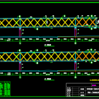 商业建筑之间连廊人行天桥钢结构CAD图