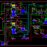烟气湿法脱硫单塔双循环PID系统CAD设计图