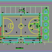 室外蓝球场硬化及排水沟花池CAD详图