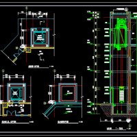 室外钢结构观光电梯建筑结构CAD图纸