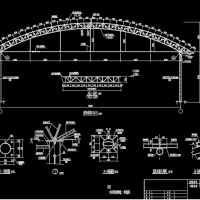 综合市场弧形管桁架棚建筑结构施工图