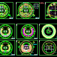 四层圆形体育馆平面方案CAD图