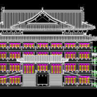 苏州多层仿古建筑立面施工图