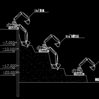 土方分层开挖坡道收土示意图