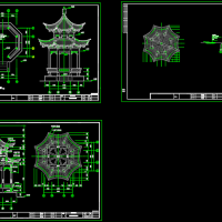 重檐八角亭建筑设计施工图纸