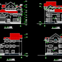 12.9×11.6三层豪华欧式别墅建结水电全套图(带效果图)