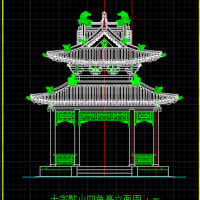 古建筑十字歇山四角亭建筑图