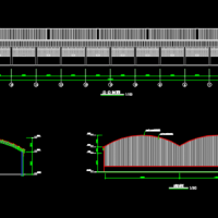 跨度18X2m拱形钢桁架结构图纸