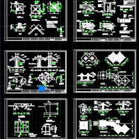 钢筋混凝土双亭及廊桥CAD图