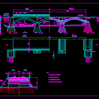 三跨石拱桥立面图