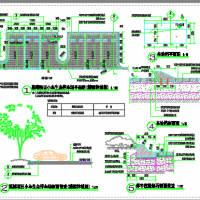 高端生态停车场铺装及停车位路缘石车轮挡CAD图