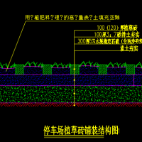 植草砖停车场铺装结构CAD图