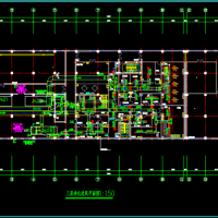 四层框架结构医药厂房GMP车间暖通平面CAD图