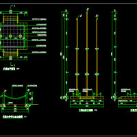 単杆及三杆升旗台设计CAD图纸