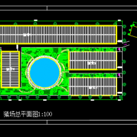 养猪场总平面图及单体平立剖面图