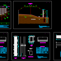 矩形桩板式抗滑挡土墙支护CAD图（含计算书）