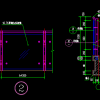 玻璃栏杆玻璃栏板立面及剖面CAD图