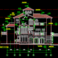 二层西班牙风格别墅建筑设计方案图