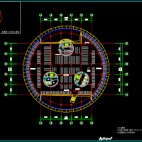 圆形图书馆建筑方案CAD图及效果图