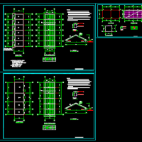 钢柱彩钢棚及砌体结构新增钢结构树脂瓦坡屋顶结构图