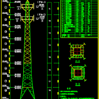 通信基站钢结构铁塔结构图(40米高)
