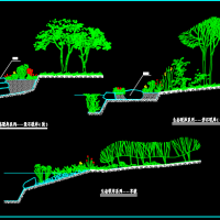 生态驳岸系列CAD图(景石驳岸 草坡