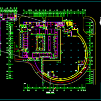 广东某大学食堂建筑平立剖方案图