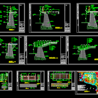 公园生态挡墙驳岸钢拉索栏杆设计CAD图